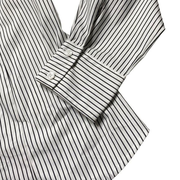 Worthington Striped Tuxedo Ruffle Button Down Shirt Sz L NWT - Picture 7 of 12